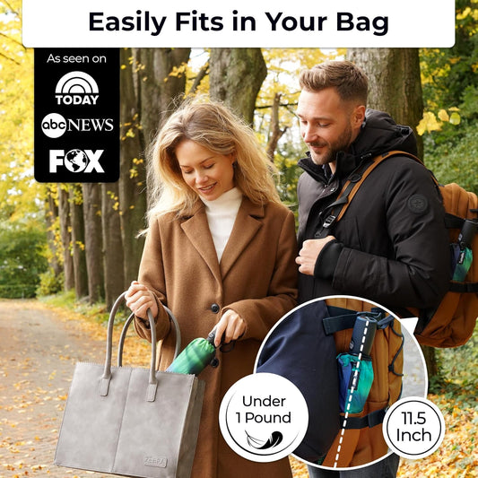 TUMELLA Strongest Windproof Travel Umbrella (Compact, Superior & Beautiful), Small Strong but Light Portable and Automatic Folding Rain Umbrella, Durable Premium Grip, Fits Car & Backpack