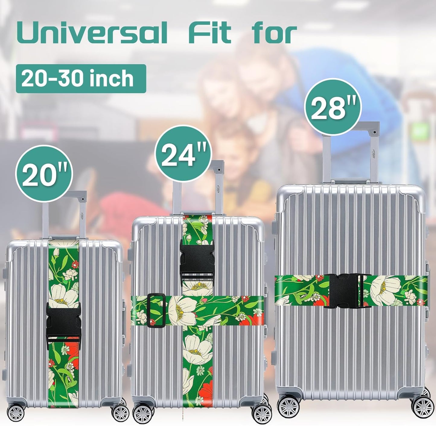 Slohif Luggage Straps for Suitcases Travel Belt Accessories Luggage Connector Identifiers Over Handle with Buckle Unique Nylon Adjustable Strap for Sleeping Bag Car Seat Green(2 Pack)