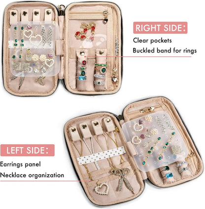 SFYBYHEART Travel Jewelry Organizer Case, Jewelry Travel Bags for Women, Small Travel Jewelry Case for Tangle-Free Earrings, Necklaces, Rings Storage, Travel Accessories, Black
