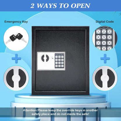 KYODOLED Electronic 60-Key Cabinet Wall-Mounted Digital Key Safe, Key Lock Box, Large Security Key Box for Keys Holder, Heavy-Duty Combination Lock Storage Box, 14.3'' X 12'' X3.94'' (Black, 60 Keys)