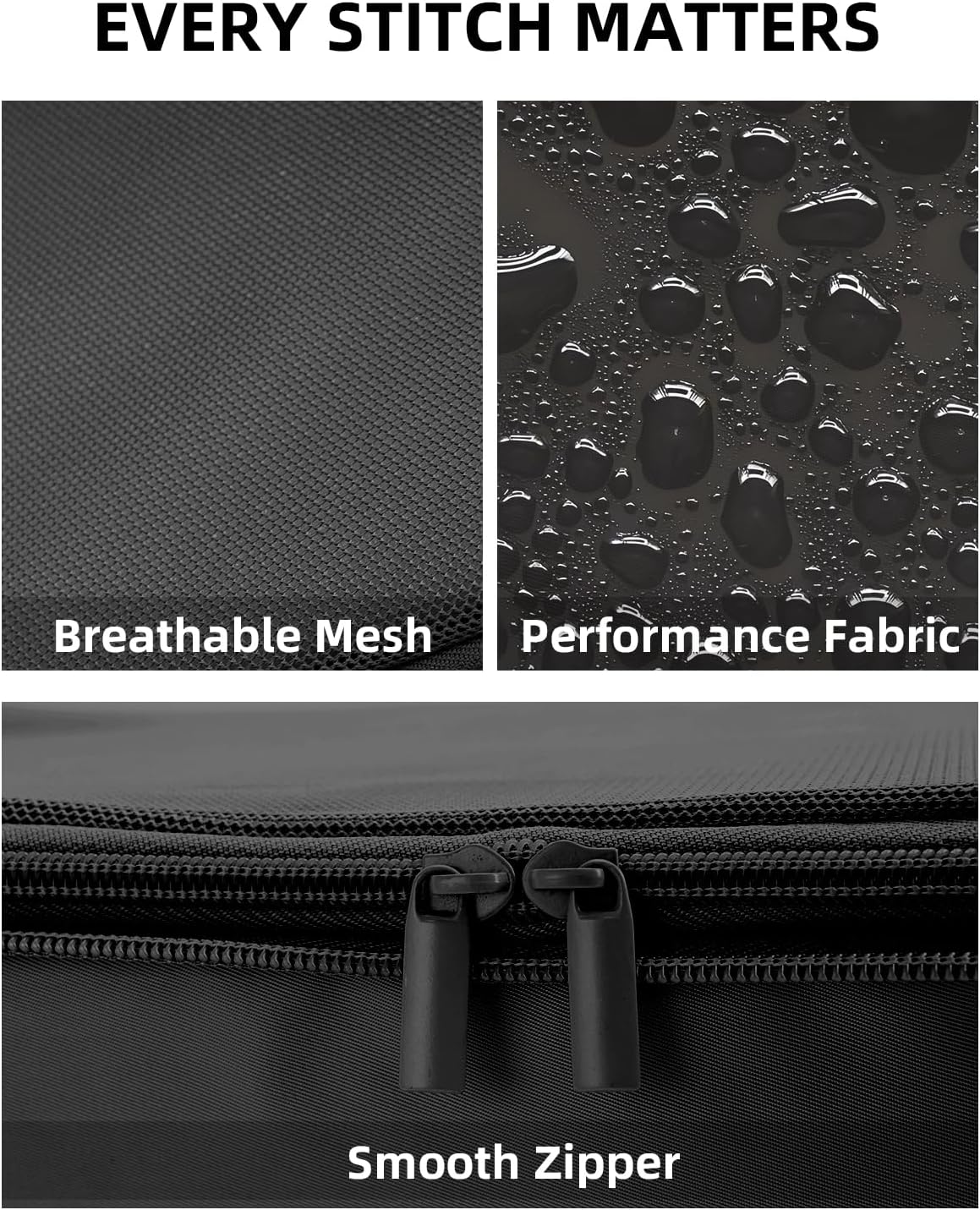 6 Set Compression Packing Cubes for Travel, Large Medium Small Luggage Organizers, Storage Bags for Clothes (6 Pack, Jet Black)