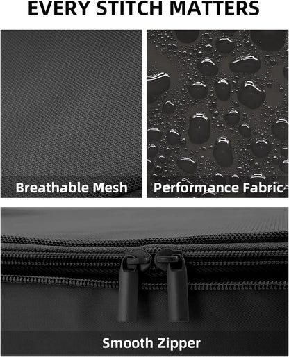 6 Set Compression Packing Cubes for Travel, Large Medium Small Luggage Organizers, Storage Bags for Clothes (6 Pack, Jet Black)