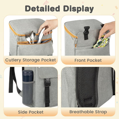 Cooler Backpack Soft Insulated Leak Proof 50 Cans Insulated Backpack Cooler Portable Picnic Camping Beach Hiking BBQ Lunch Backpack for Men and Women - Grey