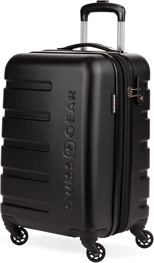 SwissGear 7366 Hardside Expandable Luggage with Spinner Wheels, Black, Carry-On 19-Inch