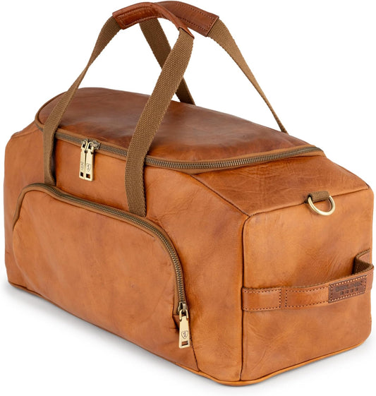 Berliner Bags Vintage Genuine Leather Duffle Denver M for Travel or the Gym, Weekender Bag, Overnight Bag for Men and Women - Brown