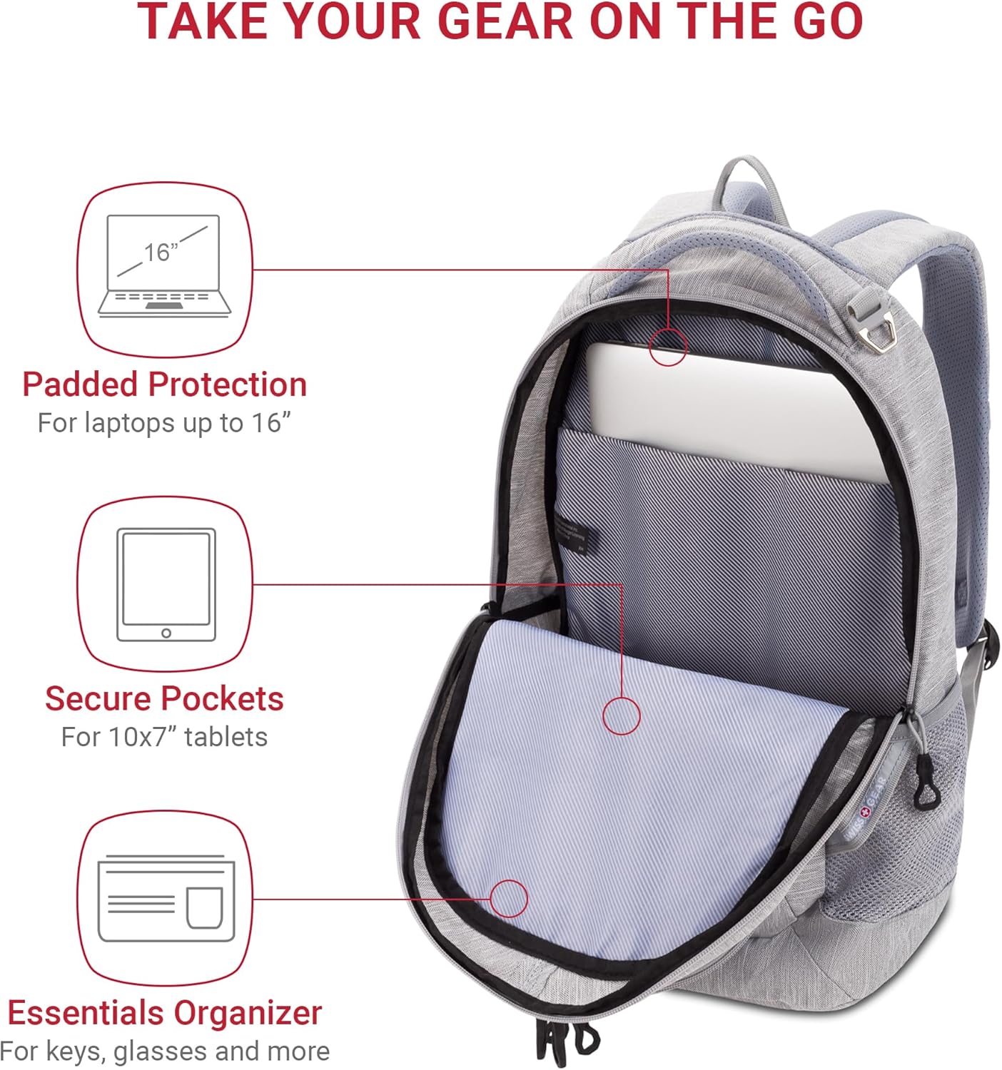 SwissGear Cecil 5505 Laptop Backpack, Light Grey, 18-Inch