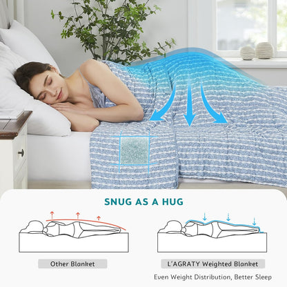 L'AGRATY Weighted Blanket - 60"x80" 17lbs Cooling Breathable Heavy Blanket Microfiber Material with Glass Beads for Adult All-Season Summer Fall Winter Soft Thick Comfort