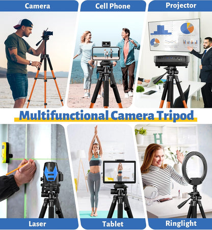 JOILCAN Tripod for Camera, 67" Heavy Duty Camera Tripod, Phone Tripods for Video Recording Photo Vlog, Aluminum Tripods with Holder & Travel Bag for Cameras DSLR iPhone Projector Laser