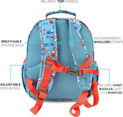 mibasies Toddler Backpack for Boys 2-4: Cute Kids Backpacks Boys - Preschool Kindergarten Backpack - Car