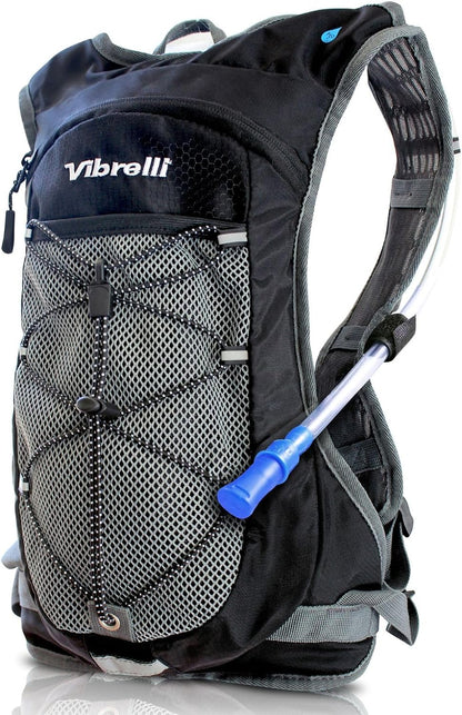 Vibrelli Hydration Backpack & 2L Hydration Bladder - High Flow Bite Valve - Hydration Pack for Cycling, Running, Hiking