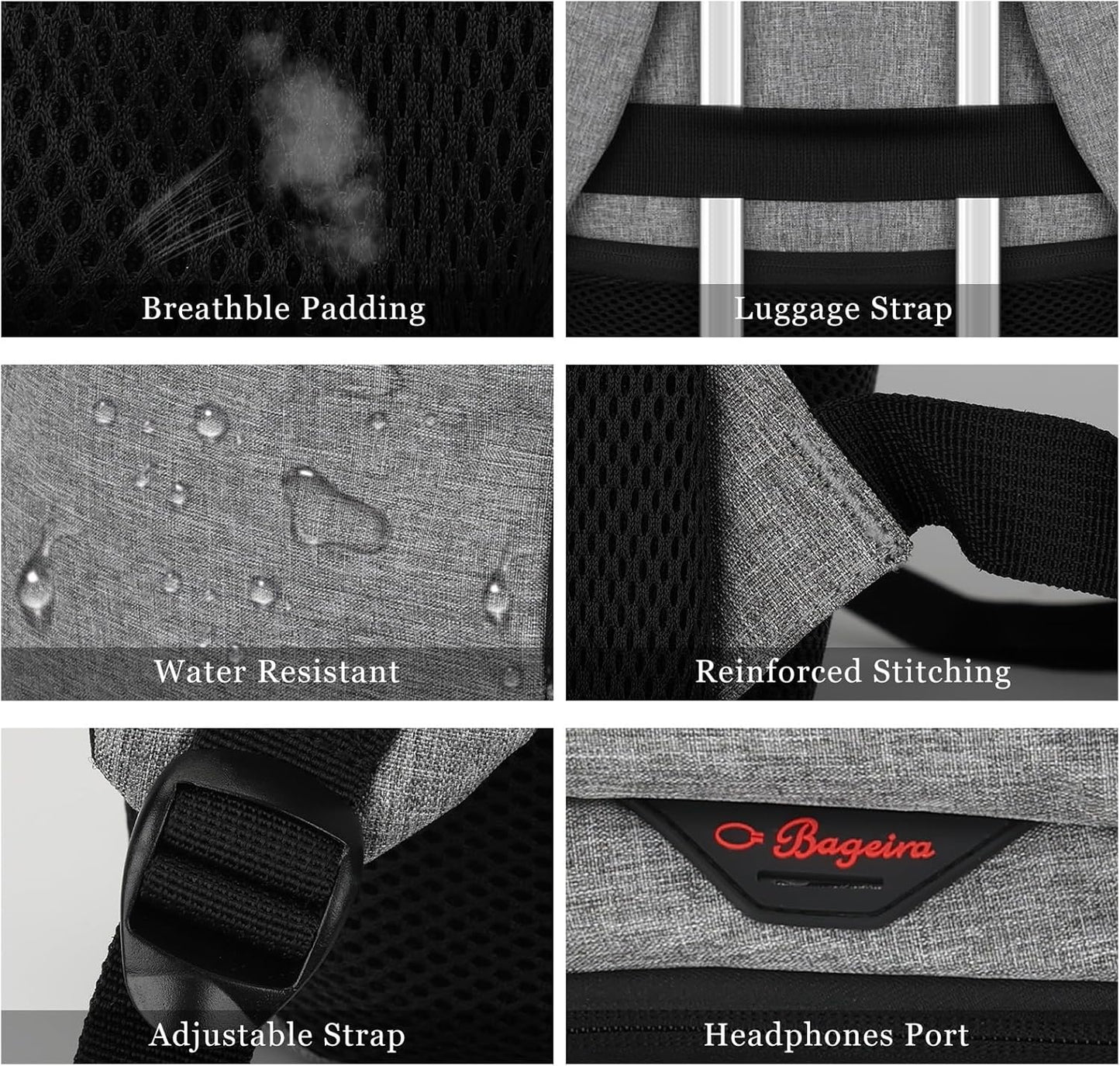 Travel Laptop Backpack for men women, School Backpacks for teen boys 15.6 Inch Durable Water Resistant Anti Theft Bookbag with USB Charging Port, College High School Business Computer Bookbags, Grey