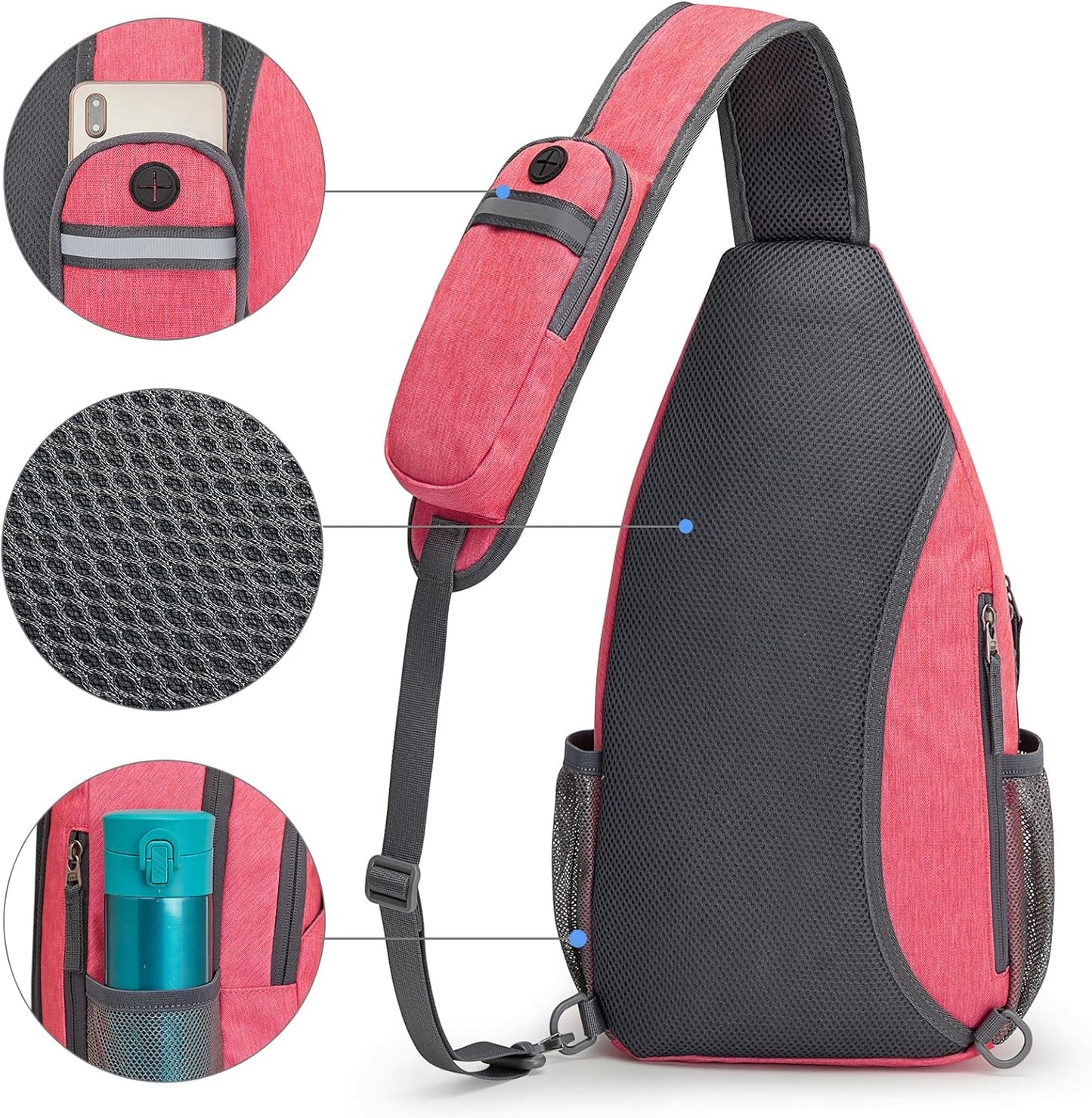G4Free Sling Bag RFID Blocking Sling Backpack Crossbody Chest Bag Daypack for Hiking Travel(Red)