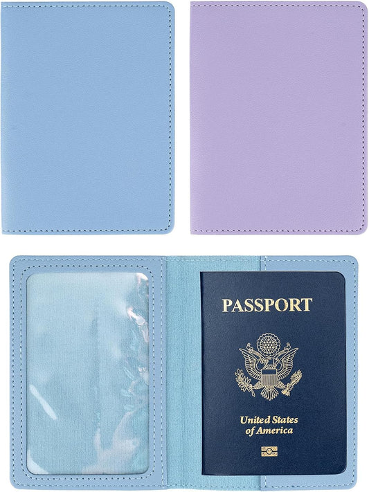 2 Pack Passport covers and Vaccine Card Holder PU Leather Passport Wallet Vaccine Case Protector Slot Travel Passport Wallets for Women & Men (Color 1)