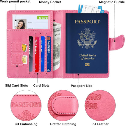 Herain Passport Holder for Travel Cruise Essentials, 2 Pcs Passport Cover Wallet Case Women Men Family, RFID Passports Book Card Holders Travel Accessorie Gifts Must Haves