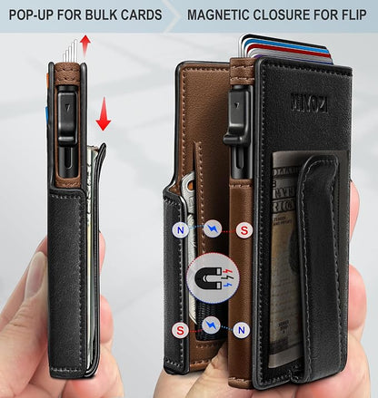 Men Wallet, with Money Clip Coins Pocket ID Window, Slim Front Pocket RFID - Image 3