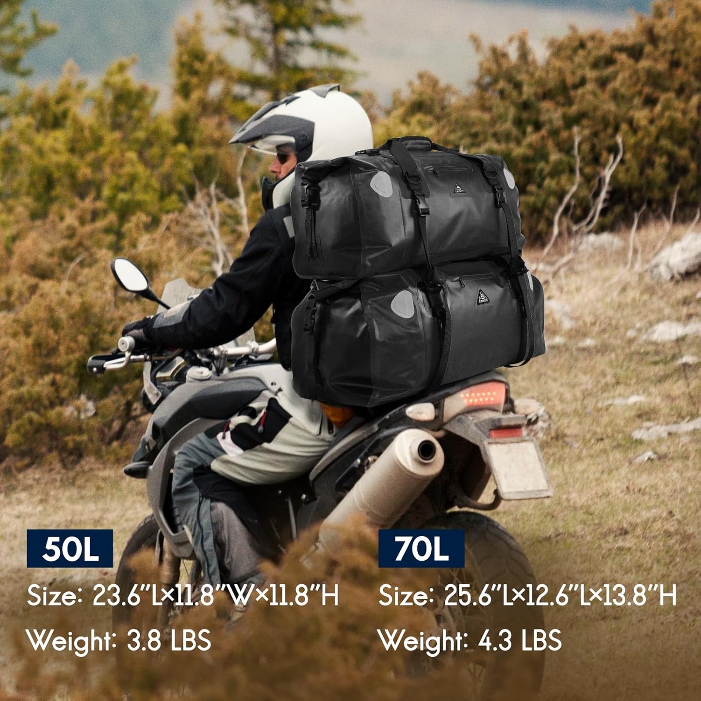 Haimont Waterproof Duffel Bag Roll-top Dry Duffel Bag with Quick-fixed Straps for Motorcycling, Rafting, Boating, SUP, Kayaking, Travel, 50L/70L