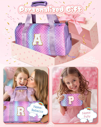 Valentines Day Gift for Girls-Girl Gym Bag with Shoe Compartment, Kid Personalized Weekender Overnight Bags, Initial Travel Tote with Makeup Pouch, Easter Gifts for Teen Daughter (Letter Q)