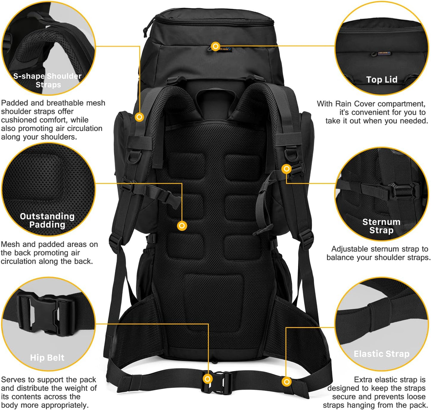 Mardingtop 60L Military Internal Frame Backpack for Hiking,Camping,Hunting,Rucksack Backpack with Rain Cover