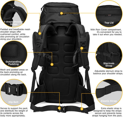 Mardingtop 60L Military Internal Frame Backpack for Hiking,Camping,Hunting,Rucksack Backpack with Rain Cover