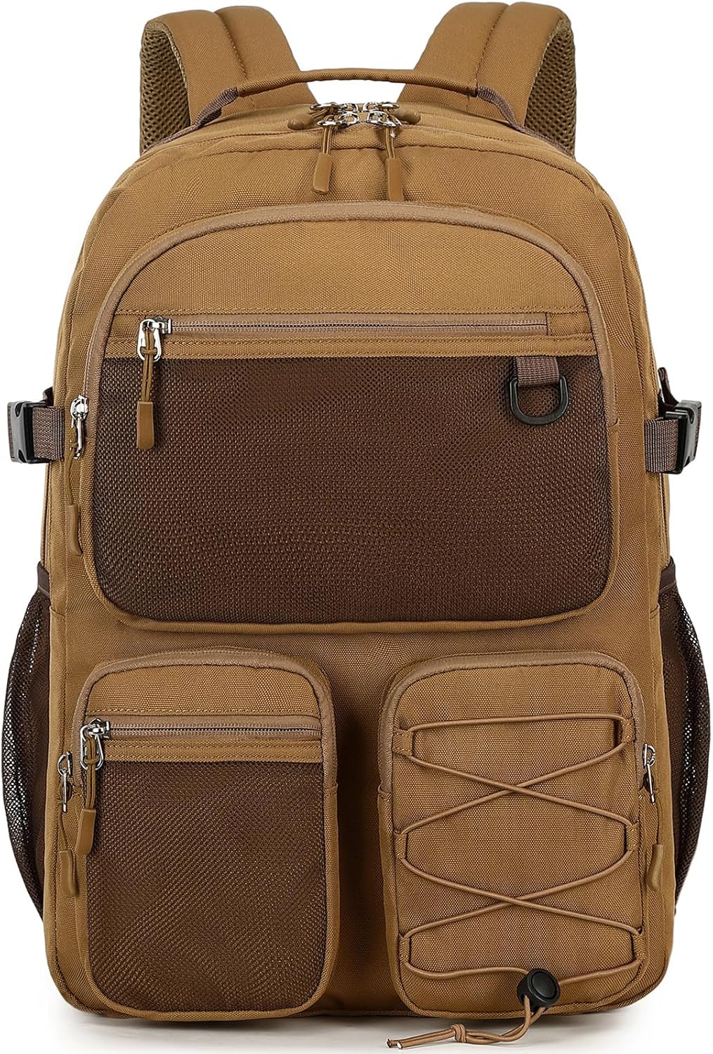 Lohol Water Resistant Daypack with Mulitiple Pockets for Travel Outdoor College, 15.6 inch Laptop Backpack for Men and Women (Brown)