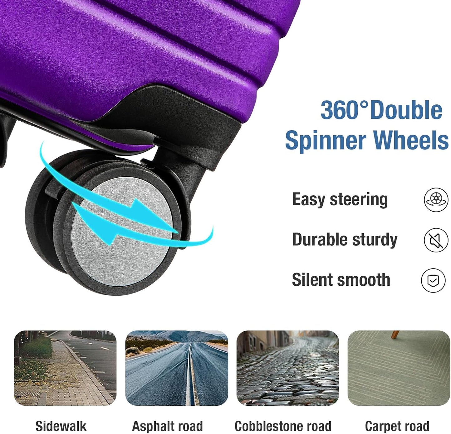 KYME Carry On Luggage 22x14x9 Airline Approved with TSA Lock Hard Shell Carry On Suitcase Lightweight Suitcases with Wheels Small Luggage for Men Women,Carry-On 20 Inch,Purple