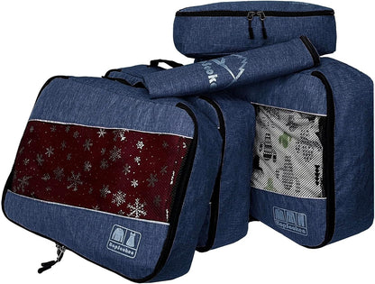 5 Set Packing Cubes for Travel Large Suitcase Luggage Organizer Bags Travel Accessories Vacation 4 Cubes 1 Laundry Pouch Bag