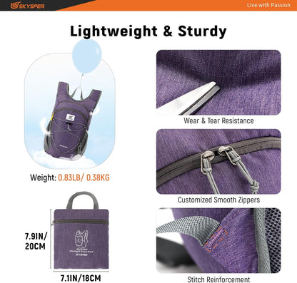 SKYSPER 15L/20L Foldable Hiking Backpack Lightweight Packable Travel Daypack with Chest Strap Small Folding Pack for Walking