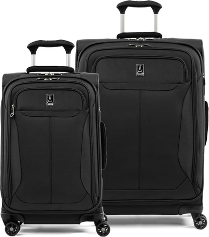 Travelpro Tourlite Softside 2-Piece Set, Expandable Luggage with 4 Spinner Wheels, Lightweight Suitcase, 21" Carry-On, 25" Checked Medium, Black