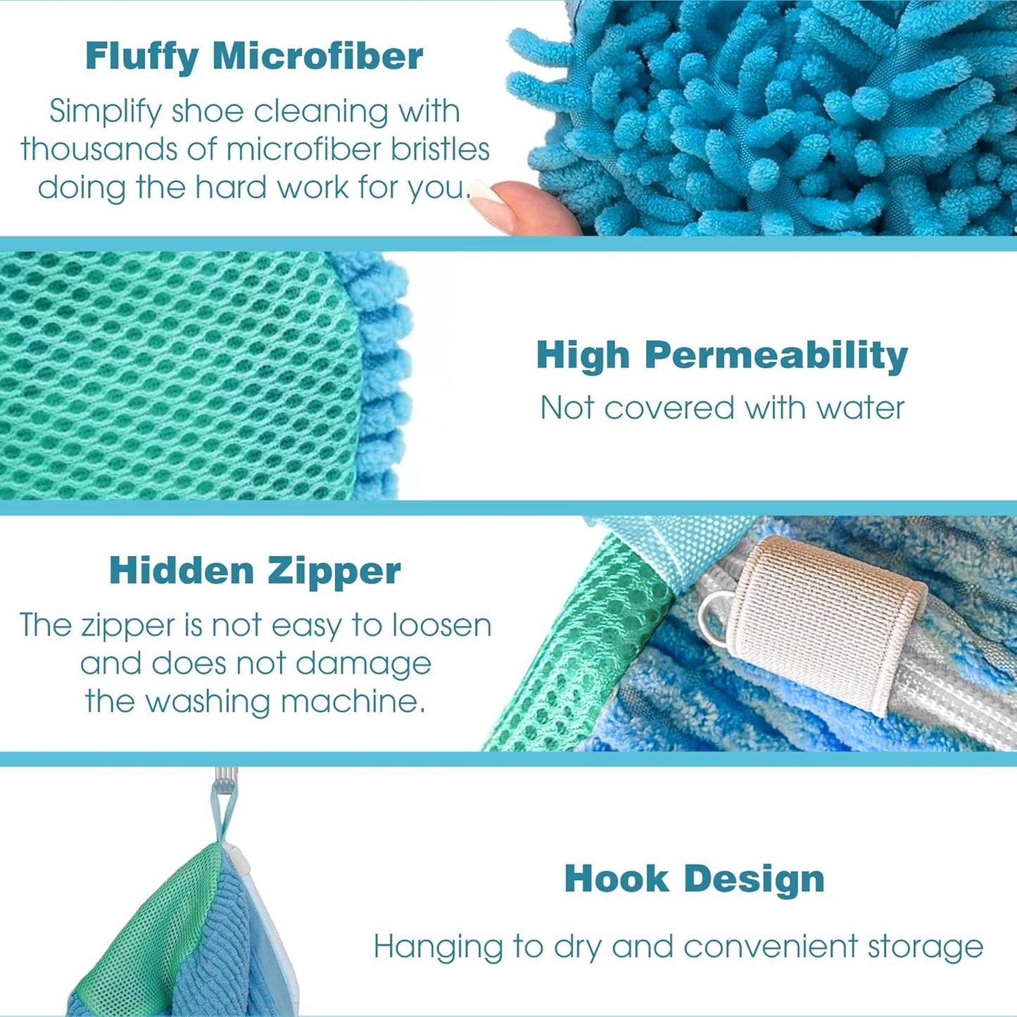 Shoe Washing Machine Bag - 2Pcs Reusable Shoe Laundry Bag for Washing Machine & Dryer Shoe Washing Bag for Sneakers, Tennis Shoes & Stain Removal (Blue)