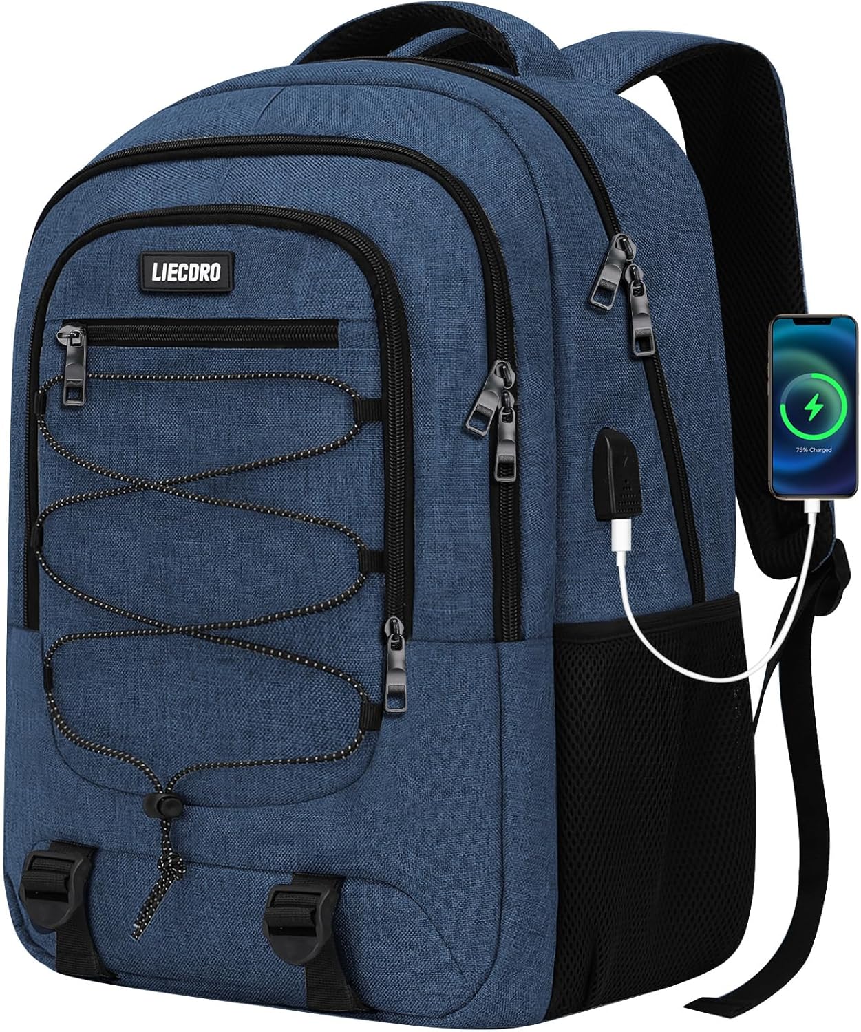 Blue Backpack for Men Women, Backpack for School, School Backpacks for Boys Girls Teens, 15.6 inch Laptop Back Pack with USB Charging Port, Large College Book Bag, Business Work Travel Bookbag
