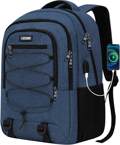Blue Backpack for Men Women, Backpack for School, School Backpacks for Boys Girls Teens, 15.6 inch Laptop Back Pack with USB Charging Port, Large College Book Bag, Business Work Travel Bookbag
