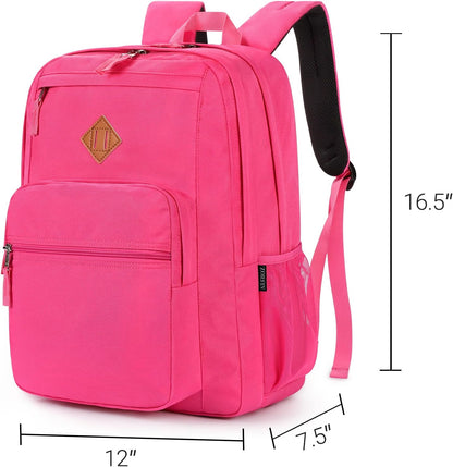 ZORFIN 26L Backpack for College, and Travel: Water Resistant Bookbag - Hotpink