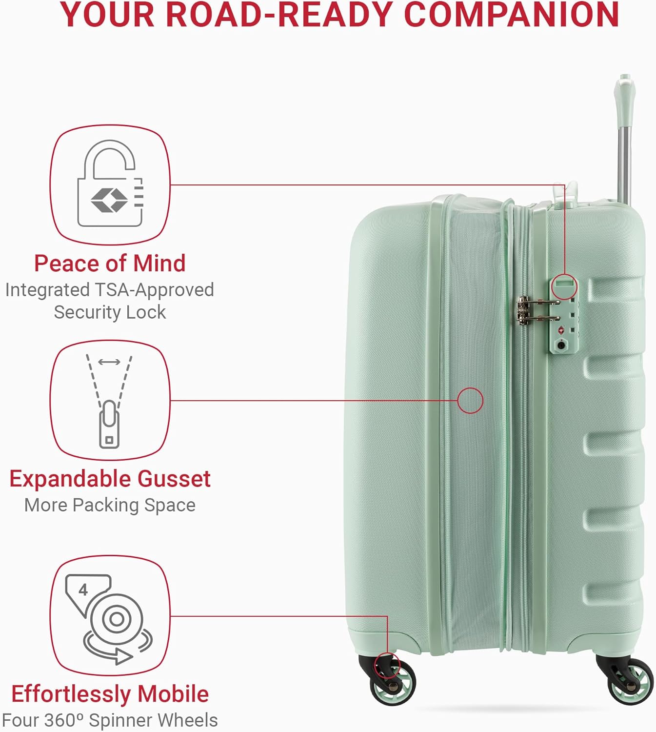 SwissGear 7366 Hardside Expandable Luggage with Spinner Wheels, Clearly Aqua, Carry-On 19-Inch
