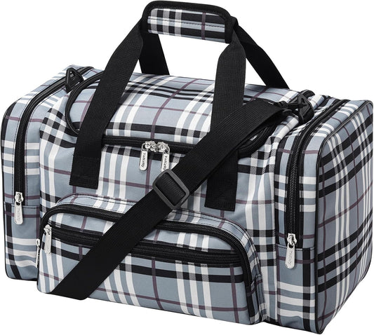 17 inch Small Duffle Bag - Carry On Weekender Bag for Travel Gym Sport - Gray/White