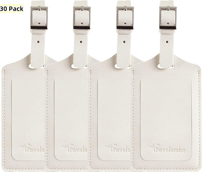 Travelambo Luggage Tags for Suitcases PU Leather Travel Tags Bag Tags Privacy Protection Travel Essentials