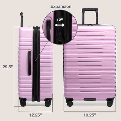 U.S. Traveler Boren Polycarbonate Hardside Rugged Travel Suitcase Luggage with 8 Spinner Wheels, Aluminum Handle, Lavender, Checked-Large 30-Inch