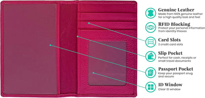Personalized Monogrammed Bright Pink Leather RFID Passport Wallet