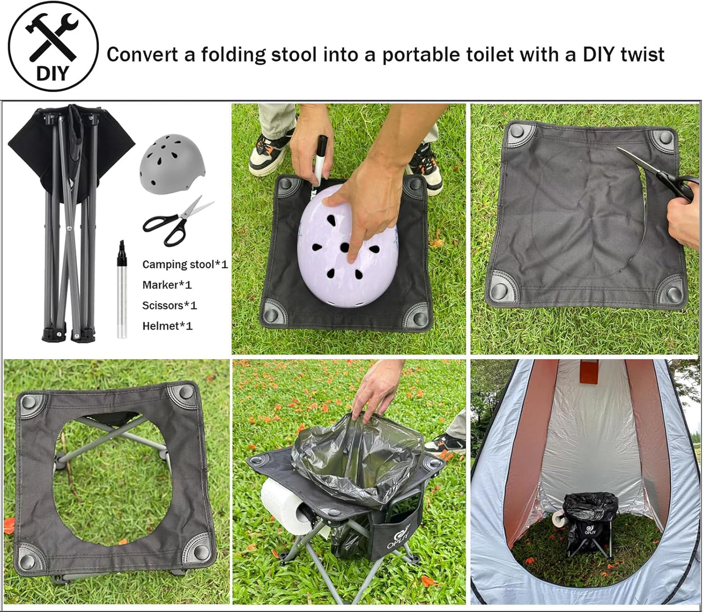 Opliy Camping Stool, Folding Small Chair Portable Camp Stool for Camping Fishing Hiking Gardening and Beach, Camping Seat with Carry Bag (Blue-Leaf)