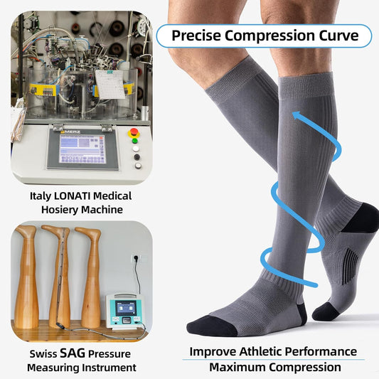 3 Pairs Compression Socks 15-20 mmHg for Women Men - Moderate Support for Circulation, Sports, Travel, Comfort Cuff