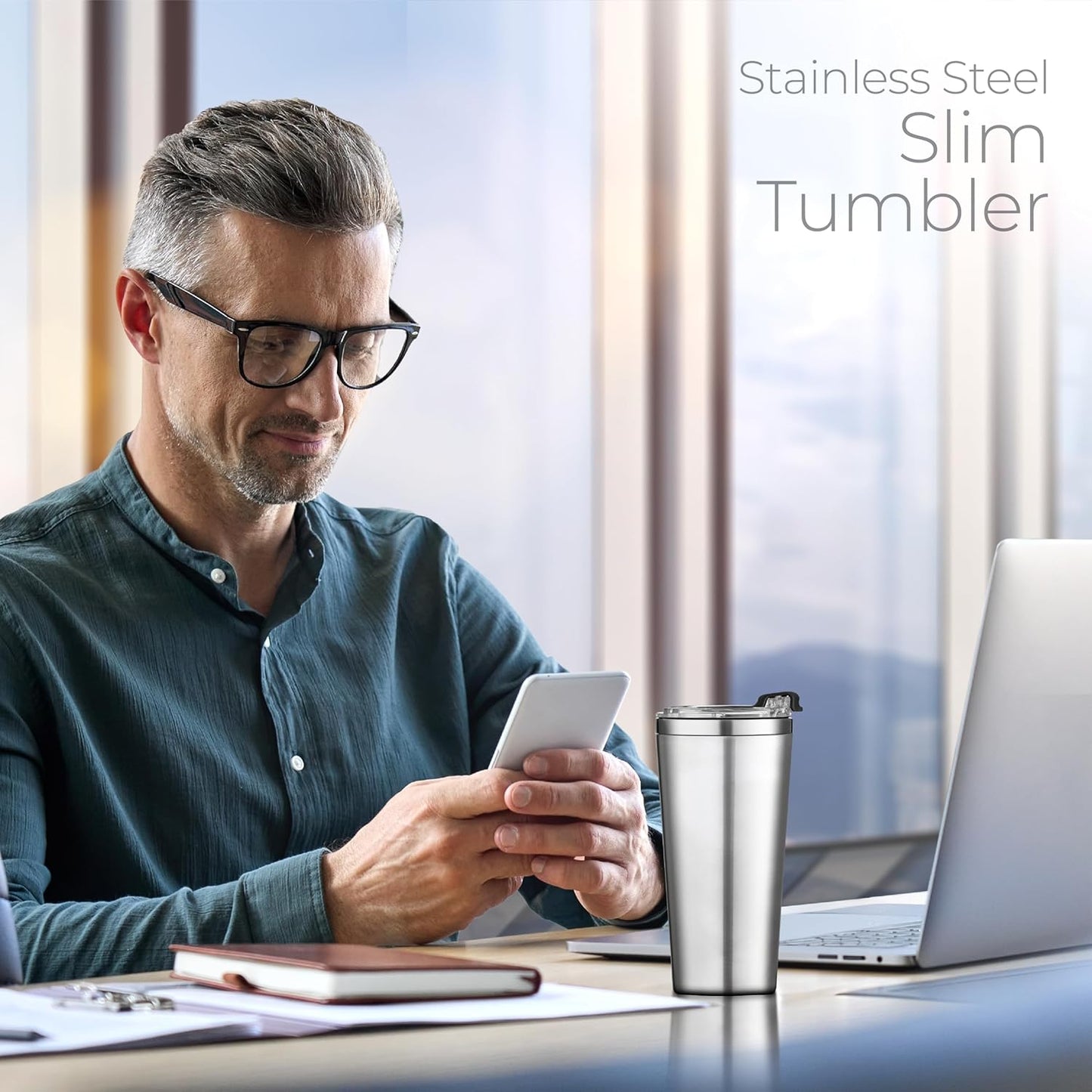 SIPX™ Triple-Insulated Tumblers - 16oz. Premium Modern Tumbler With Lid, insulated Cup Keeps Hot For 6 Hours, Stainless Steel Tumbler Made Of Sustainable Material, Coffee Travel Mug For Home & Office