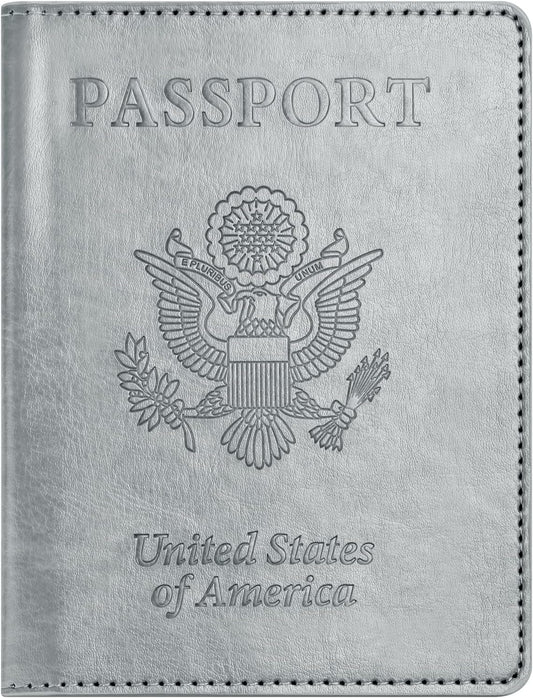 Passport and Vaccine Card Holder Combo, Passport Holder with Vaccine Card Slot, Passport Wallet, Passport Cover, Passport Case, Passport Holder for Women and Men(AJ-grey)