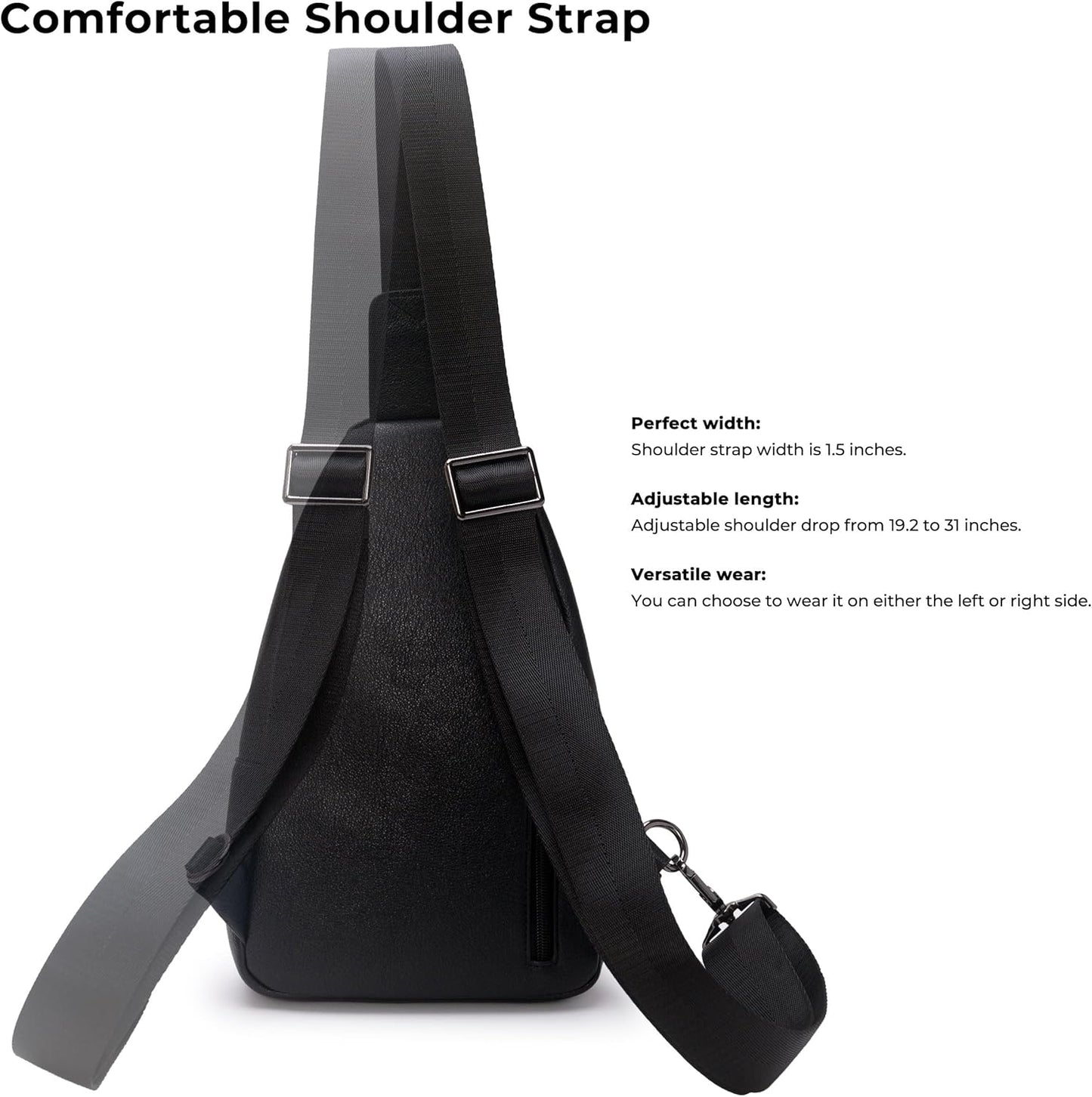 Alldaily Large Sling Bag for Women Crossbody Purse Leather Fashionable Trendy Chest Bag for Travel, Fanny Pack (Black)