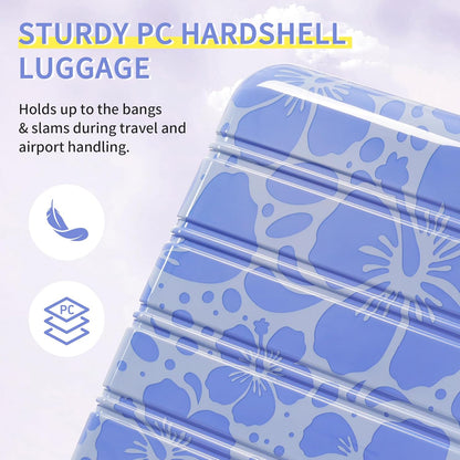 Merax Luggage Sets 3 Piece, Hardside Suitcase Set with Spinner Wheels, Lightweight Printing Luggage Carry on,20+24+28 IN,Blue