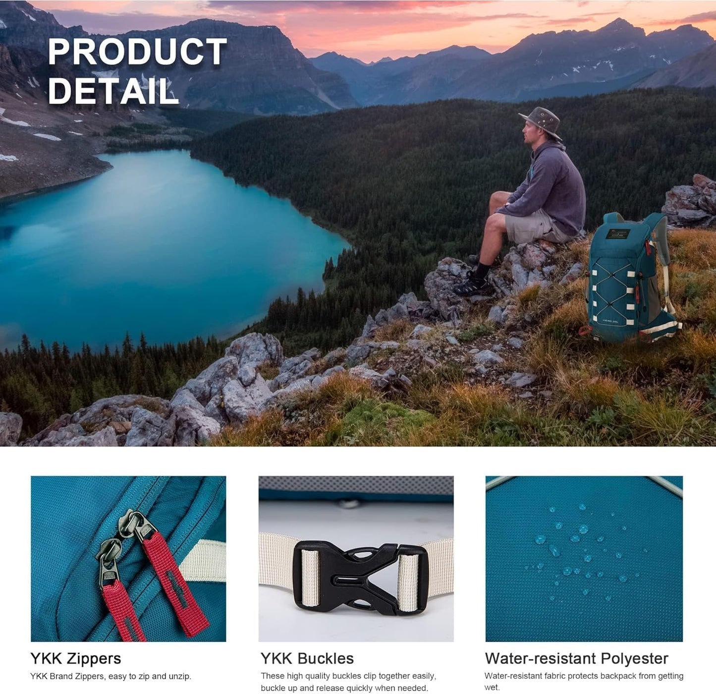 MOUNTAINTOP Hiking Backpack 35L Travel Backpack Lightweight Daypack for Men&Women Outdoor Camping