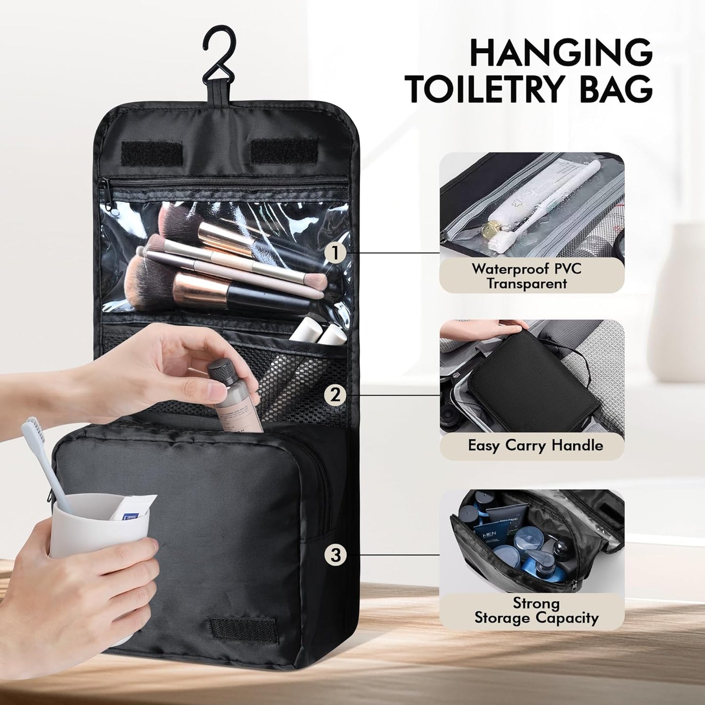 WVM Packing Cubes for Travel, 8 Set Luggage Organizer Bags with Shoe Bag, Toiletry Bag & Laundry Bag, Travel Accessories Essentials Packing Organizer, Black