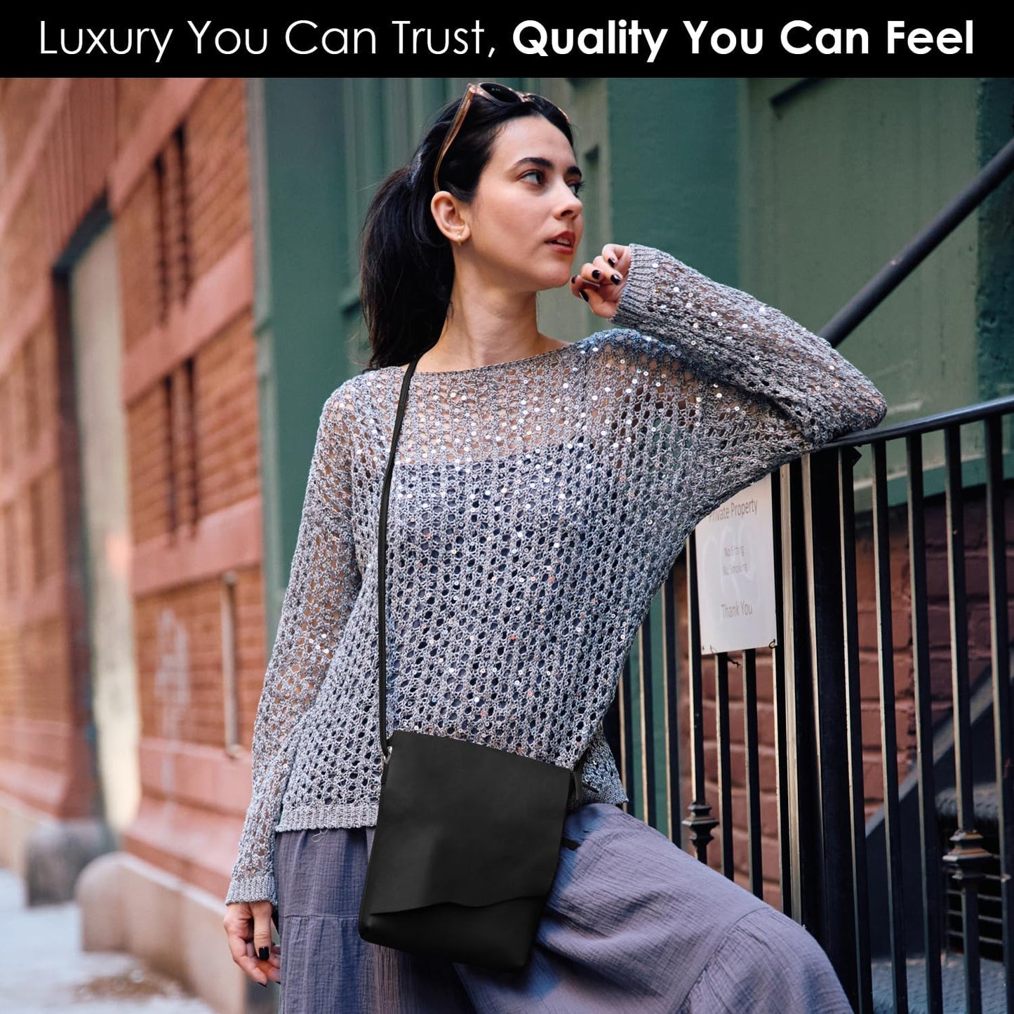 ili New York Leather Mini Sac Crossbody - Genuine Leather Crossbody Bags for Women with RFID Blocking, Adjustable Strap