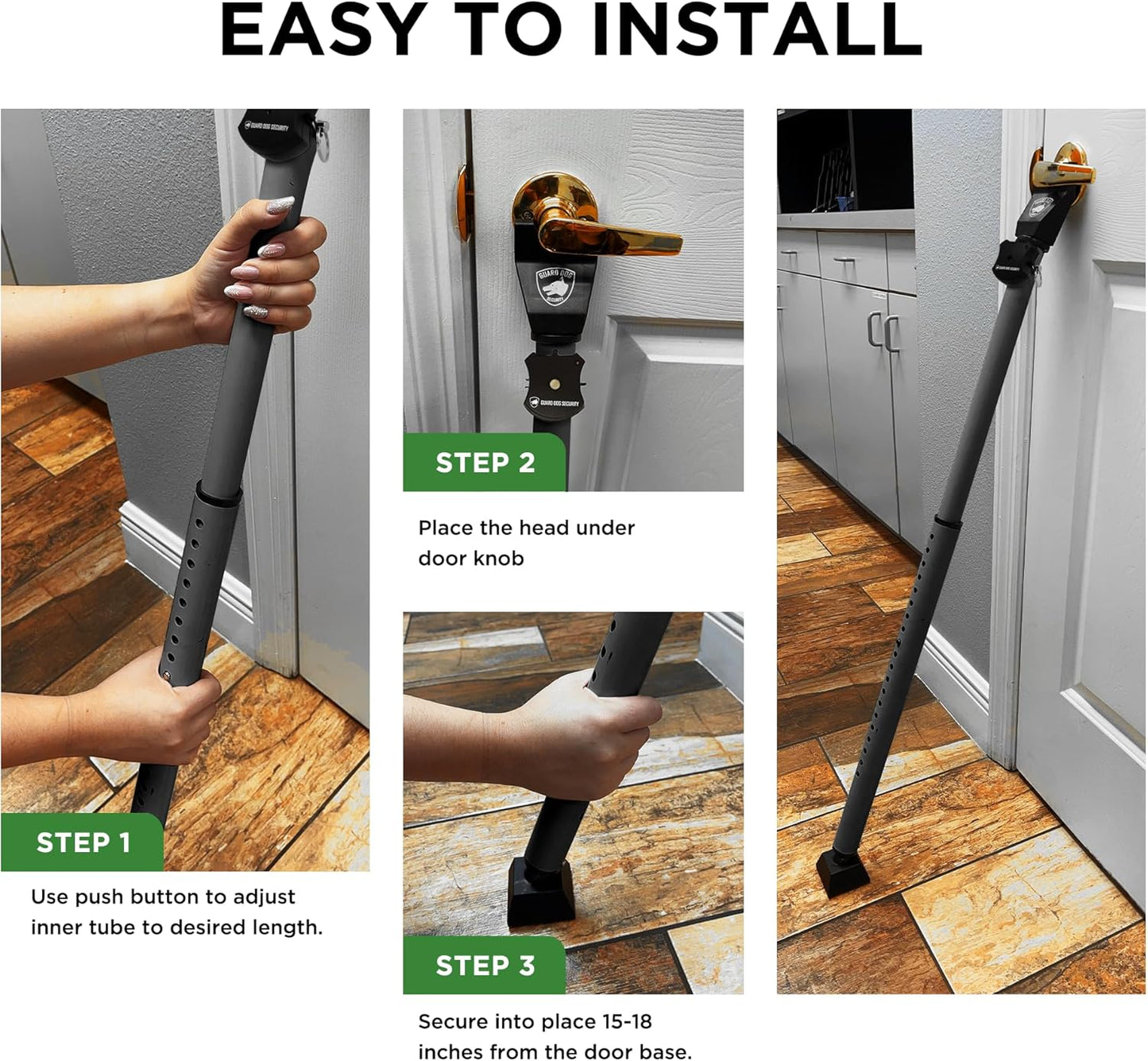 Adjustable Sliding Door Security Bar, Door Jammer 2-in-1 Adjustable Door Knob and Sliding Patio Door Stoppers Security with Alarm, 40 Different Adjustments by Guard Dog Security