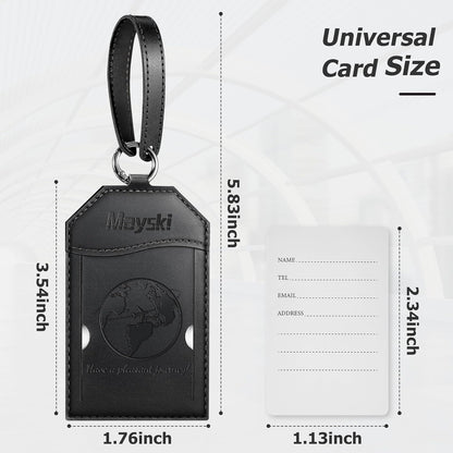 Mayski Luggage Tags for Suitcases 3 Pack Suitcase Bag Tags, TSA Approved, Metal Buckle, Bag Tags with Name ID Card Travel Essentials, Black Global