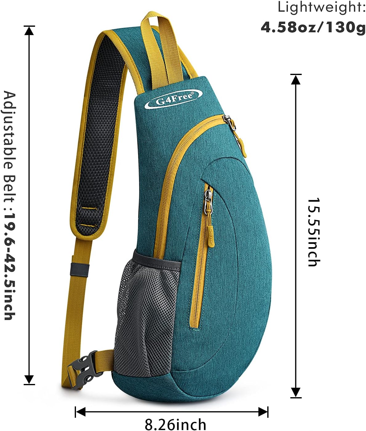 G4Free Sling Bag for Men Women, Small Crossbody Backpack Lightweight Chest Shoulder Bags for Travel, Outdoor and Sports (Teal Green)