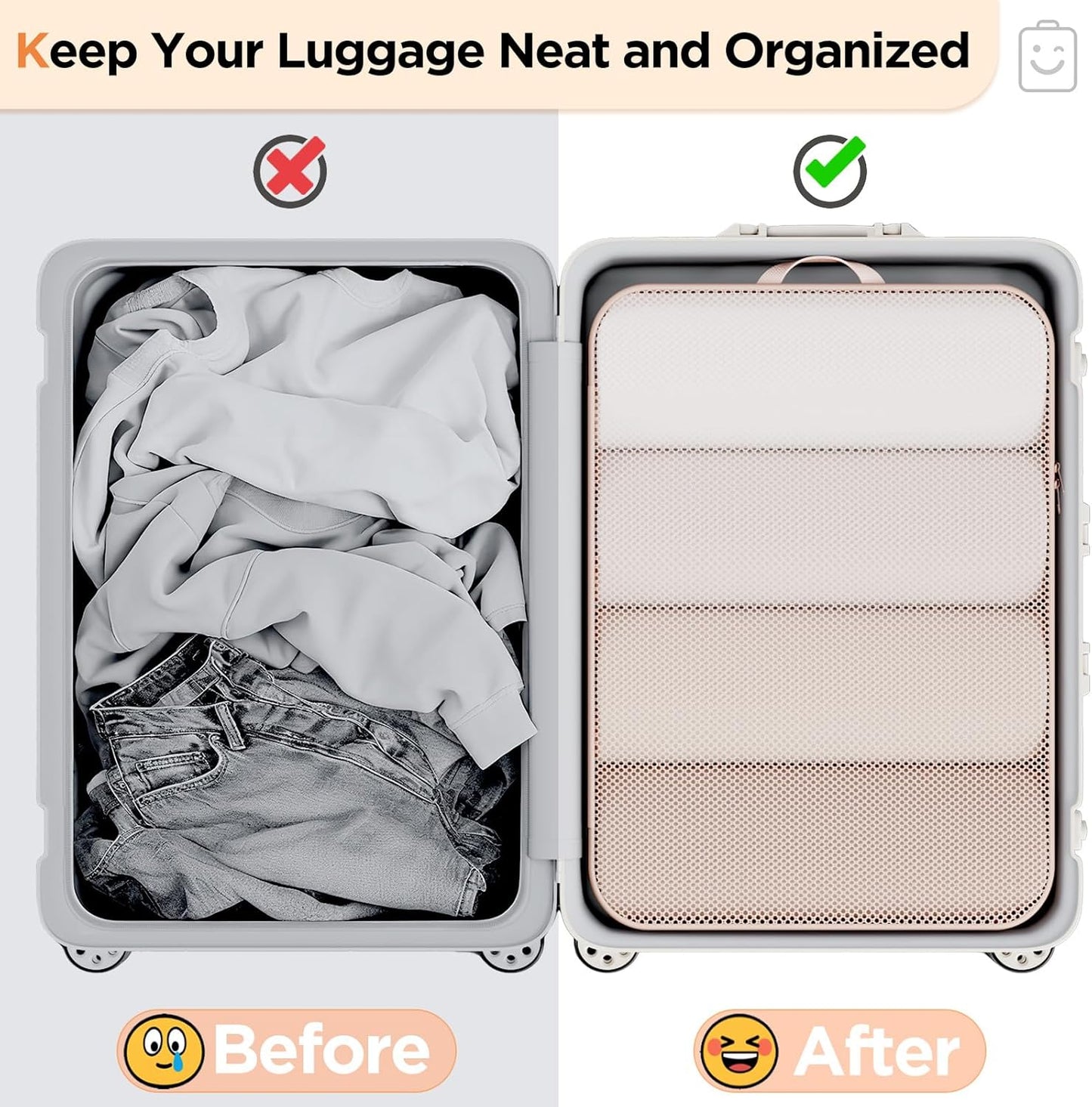 Veken 2/6/9/11 Set Compression Packing Cubes for Travel Essentials,Compressible Expandable Large Luggage Suitcase Organizer Bags for Clothing,Durable Space Saver Storage Bags(Beige)